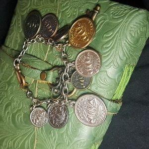 A homemade fake coin bracelet